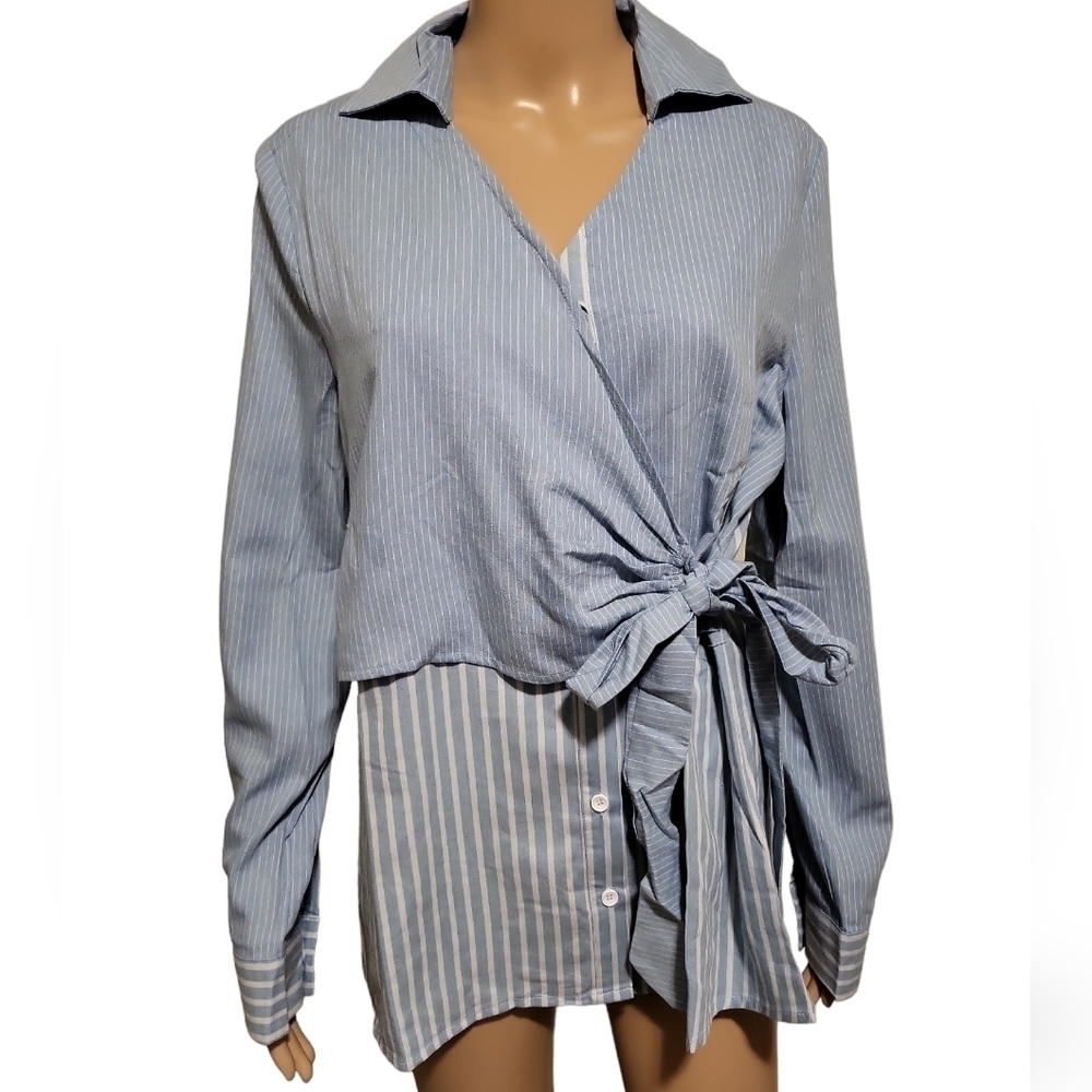 AMT Striped Tie  Waist Shirt (Size L)